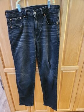 American Eagle Outfitters Men's Slim Straight Washed Black Jeans